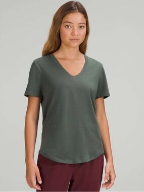 Lululemon “Love” V-Neck Short Sleeve Tee in Green